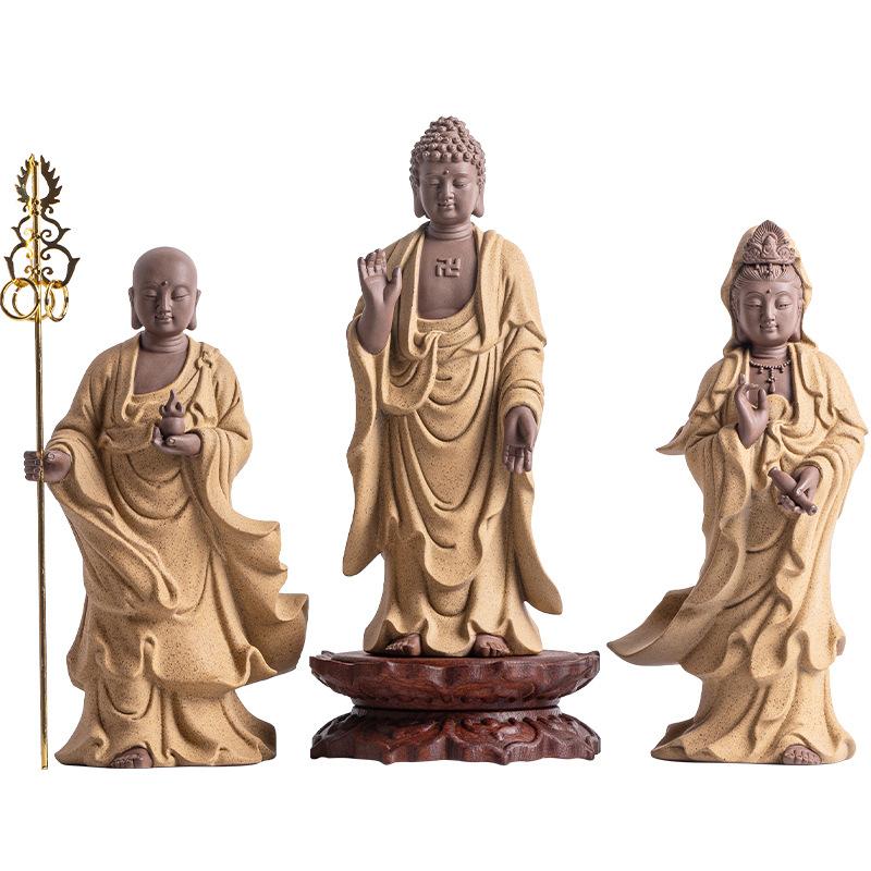 Ceramica Guanyin, Sakyamuni Ksitigarbha Bodhisattva Statua Figura Statue Cinese Statue di Buddha Casa Soggiorno Statue Feng Shui
