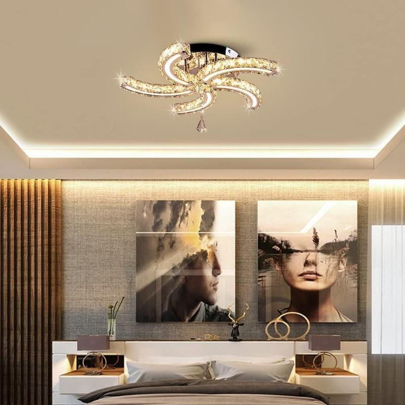 Modern K9 Crystal Led Ceiling Light Indoor Luxury Chandelier Windmill Designed Dining Room Plafon Living Room Decor Lamp Lustre