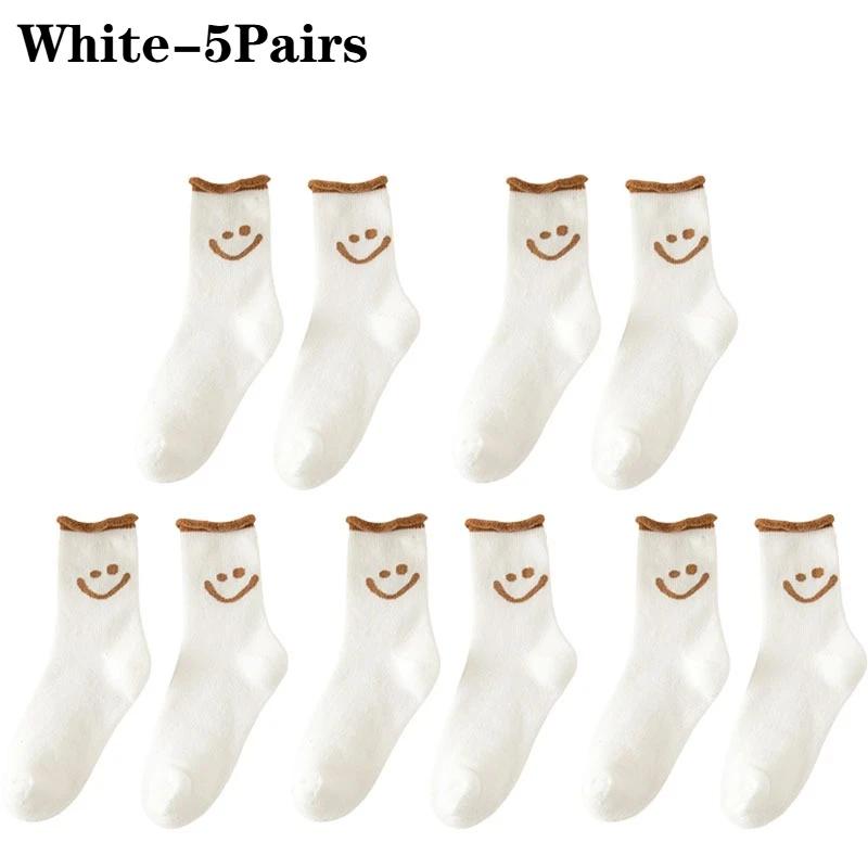 1-10Pair Smiley Face Snow Socks Thick Terry Loop Mid Calf for Winter Sports Home Comfort Moisture Wicking Warm Socks
