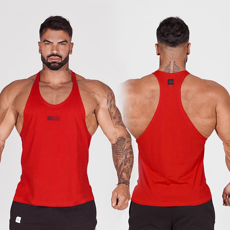 Pánská letní jednobarevná sportovní fitness vesta ležérní prodyšná elastická bez rukávů tréninkové tílko