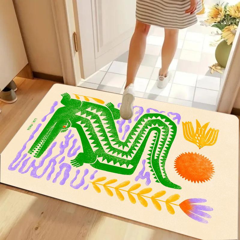 

Playful Green Starry Pegasus Non-slip Washable Door Mat for Entryway Kids Room Home Decoration 40cm x 60cm