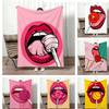 Artistic P-Pop Art Lips with Strawberry Throw Lightweight 240g Flannel Blanket Soft Skin-friendly for Summer Cooling