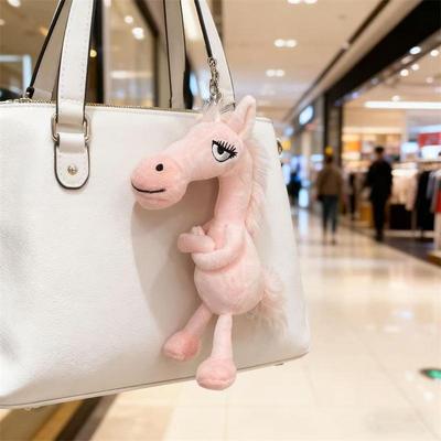 Cute Cartoon Horse Year Plush Keychain Kawaii Mascot Pony Doll Pendant Keychain Backpack Decoration Accessories  Year Gifts