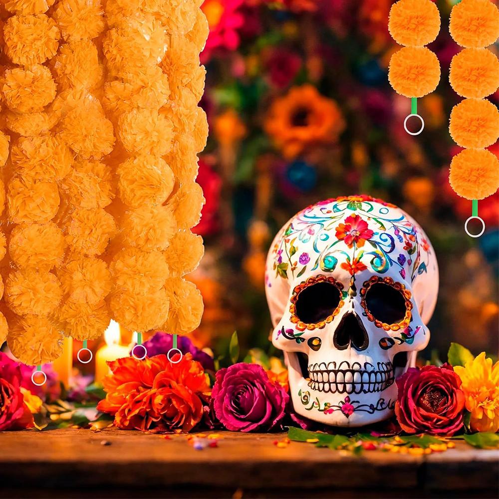 6Pcs 150Cm Long Marigold Garland For Pooja, Altar Faux Garland, Diwali