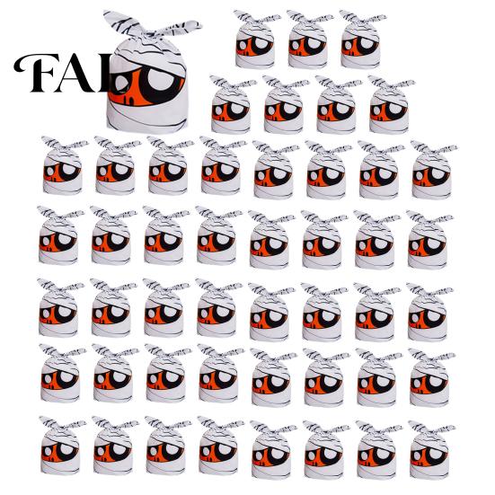Halloween Candy Bags 48 Pcs Bags, Kids Trick or Treat Goodie Cute Rabbit Decorative Pouches for Dessert Shops Ear Small Plastic Gift Cookie,