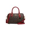 Rowan 25 Classic Presbyopic Zipper Closure, Coated Canvas and Leather, Hand-held Shoulder Crossbody Bag, Medium Size, Women's Brown and Red