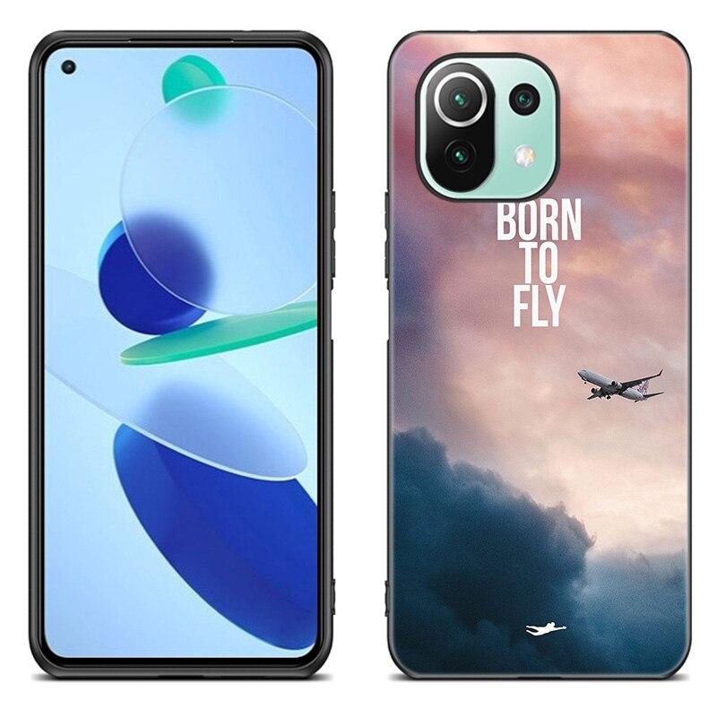 

Чехол с изображением самолета для Xiaomi Mi 11 Lite NE 11i 10T 11T Pro A2 A3 Lite POCO F3 M3 M4 C31 X3 Pro NFC GT, черный мягкий чехол Xiaomi Mi 11 Lite