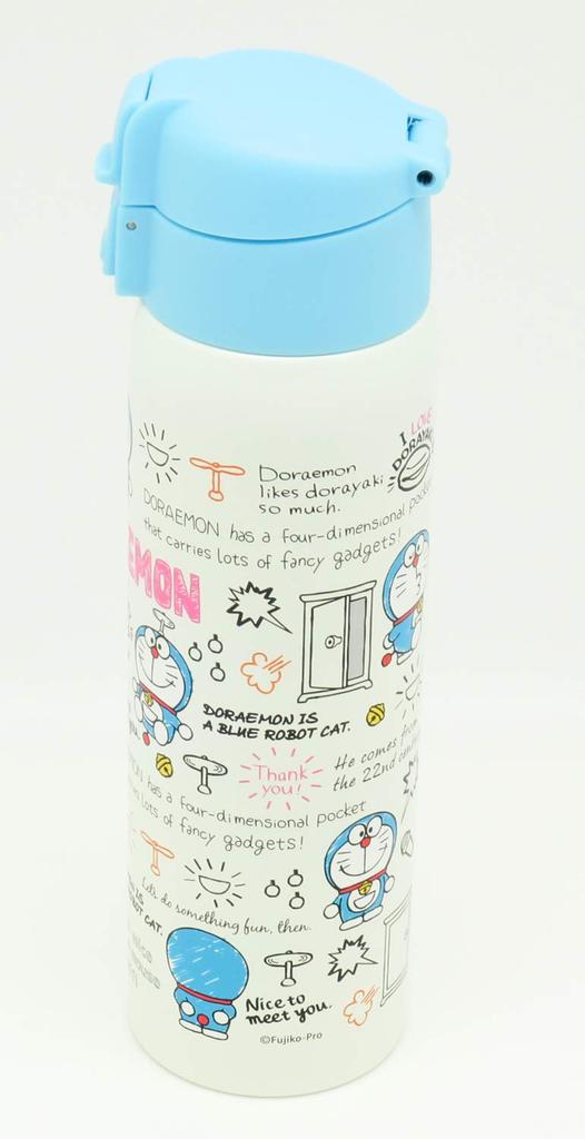 OSK Doraemon Stainless Steel Mug Insulates for Hot or Cold Gift Blue One-Push Bottle, 350ml, Drinks, Boxed, Lightweight, SBK-490P,