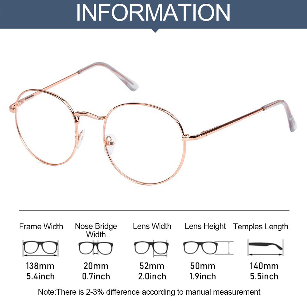 Vintage Portable Vision Care Metal Round Glasses Women Men Oversized Optical Glasses Spectacles Eyeglasses Frame