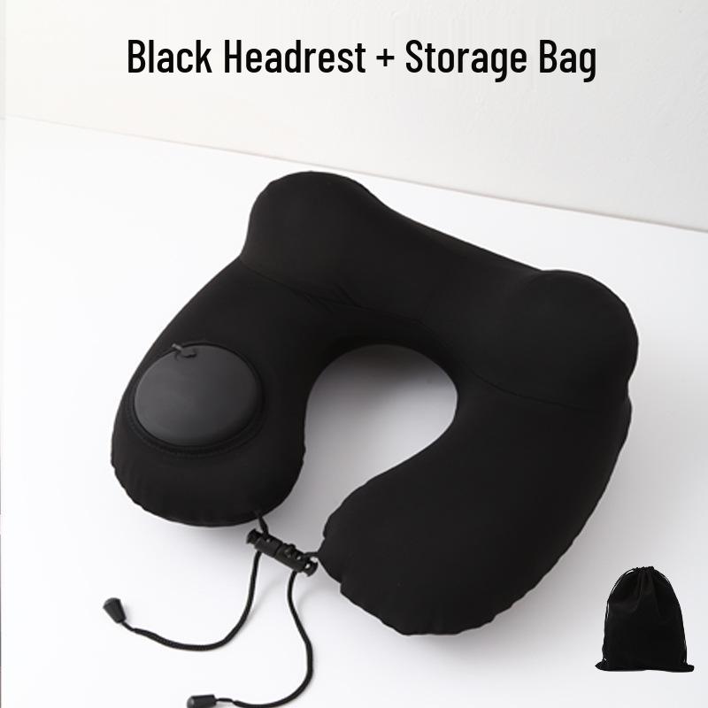 U-förmiges Reise-Nackenkissen - Zum Aufblasen drücken, Tragbare Stütze für Flüge und Geschäftsreisen