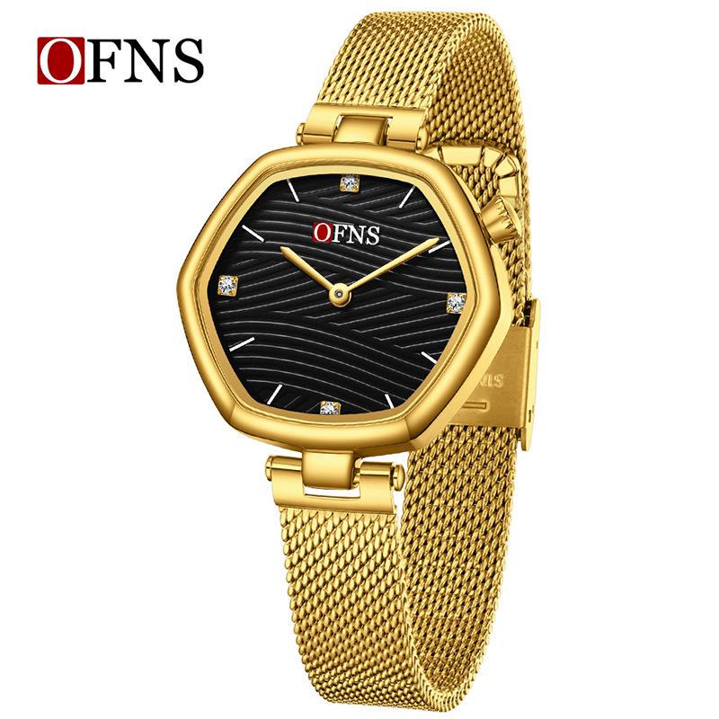 Oufanni Vintage Hexagonal Women's Quartz Waterproof Watch - No Second Hand Design