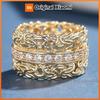 Huitan Cross Design Women Ring Gold Color Luxury Wedding Party Fashion Accessories Inlaid Shiny CZ Gorgeous Exquisite Jewelry