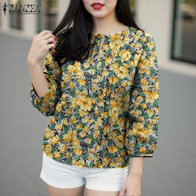 Lässige Bluse mit Rundhalsausschnitt und 3/4-Ärmeln für Damen