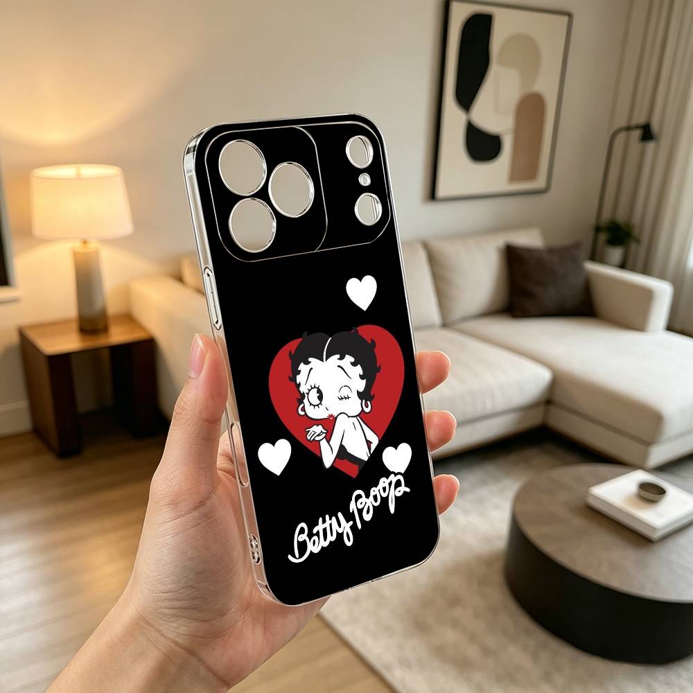 Classic Character B-Bettys Boops Gift Phone Case For iPhone 17 16 15 14 13 12 11 Mini Pro Max Plus Transparent Cover