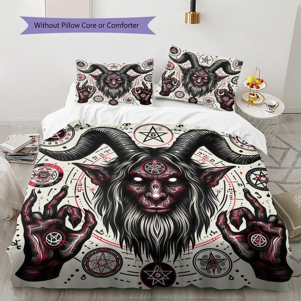 

Satan Symbol Pattern Bedding,Quilt Set Quilt Cover Pillowcase Home Birthday Gift (1 * duvet cover + 2 * pillowcase, without core) 135x200cm