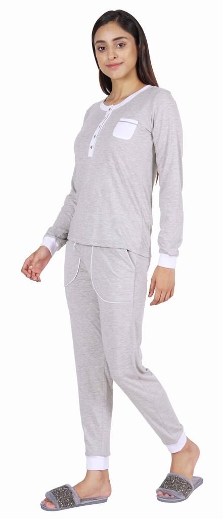 Inkmeso Womens Nightwear Pajamas Set Sleepwear Long Sleeve Top With Pant