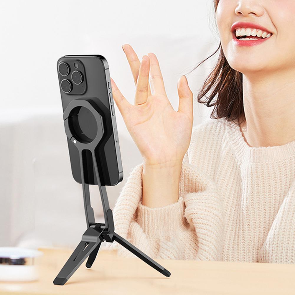 2025 New Phone Tripod Dual-sided Magnetic Stand Desktop 360° Rotating Portable Triangular Mobile Phone Live Streaming Stand