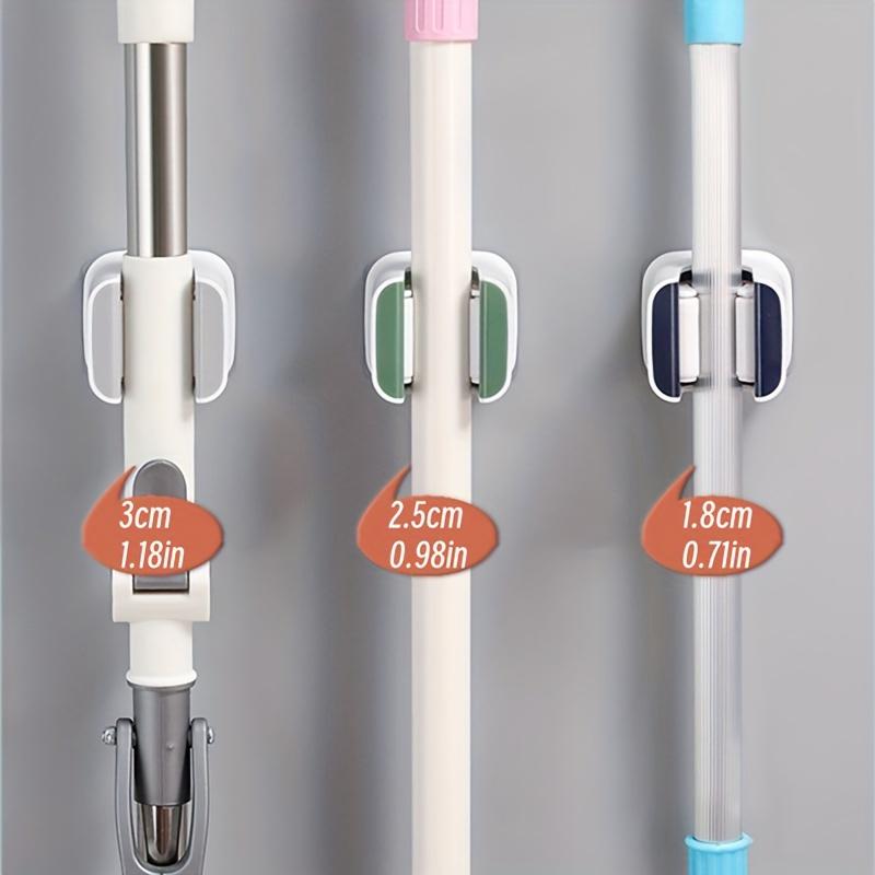 3PCS Broom Holders Wall-Mounted Mop Tool Organizer For Home Laundry Closet Bathroom No-Drill Installation 1 Slot Storage Rack