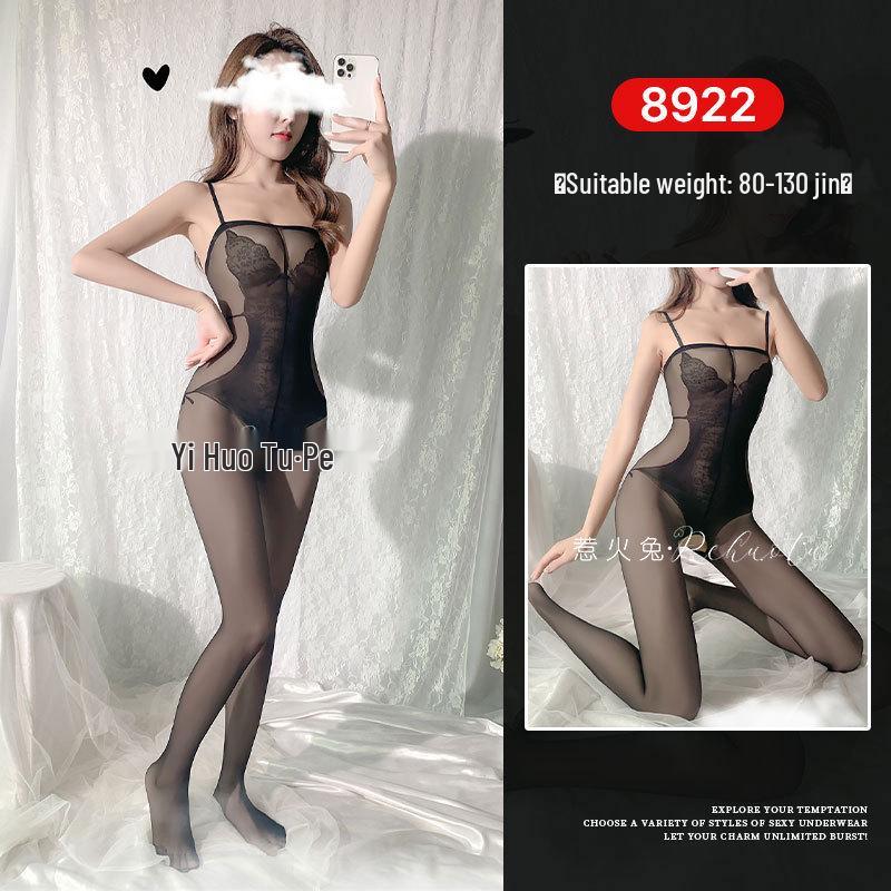 Seductive Rabbit Silk Bondage Lingerie Set: Open Crotch, Tearable Bodysuit with Garter and Stockings