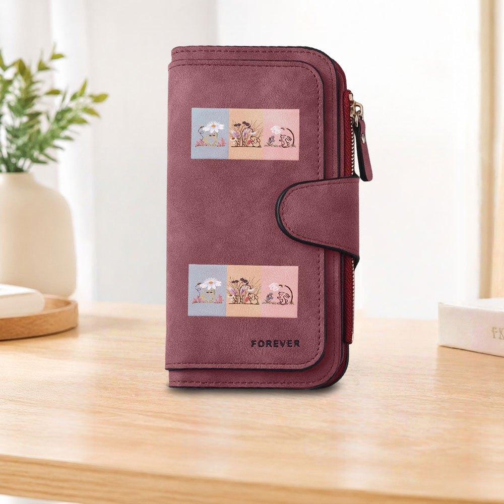 Unisex Small Animal Floral Long Zipper Wallet Large Capacity Card Holder Fashionable Zipper Coin Purse Versatile Daily Use Clutch Bag For Women Men