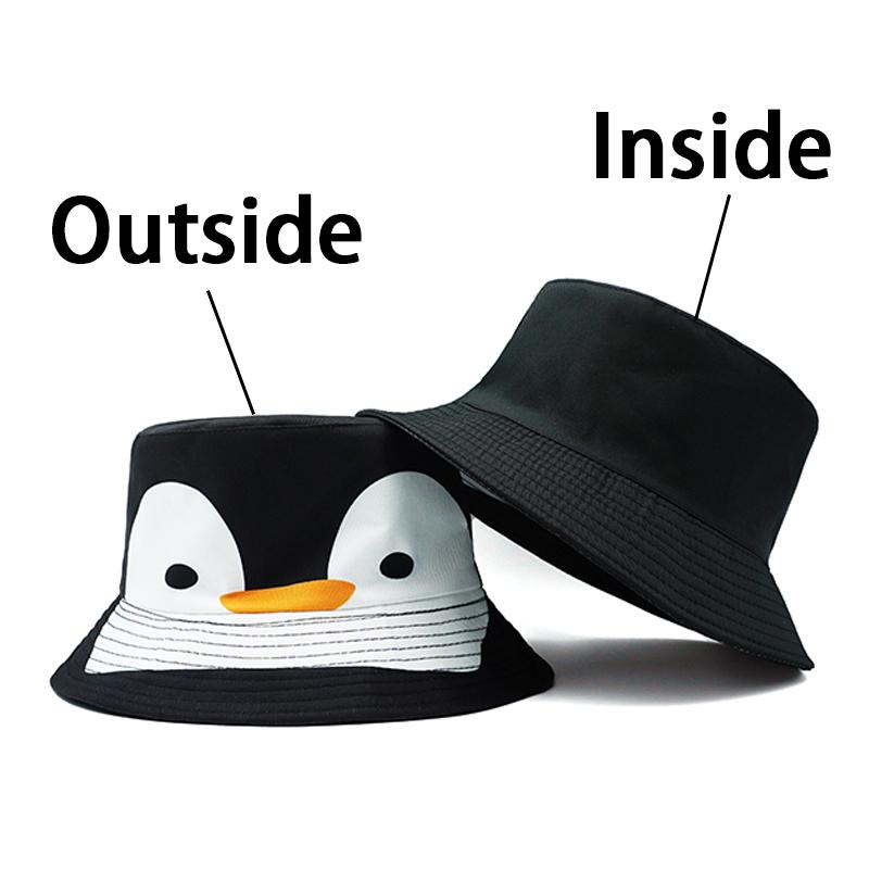 

Bocca Cartoon Penguin Pattern Bucket Hat Printing FisherUnisex Hats Location Design Double Sides Panama Cap Caps Sun Outdoor Funny About 56-58cm