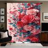 2pcs Romantic Red & Pink Rose Heart Curtains Bedroom Living Room Window Decor Valentine's Day Chic Home Decor Rod Pocket Curtain
