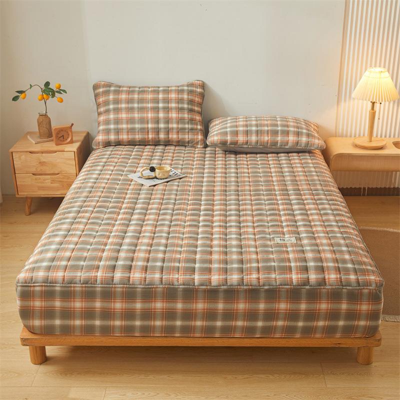 Small Fresh Style Warm Yarn-dyed Cotton Washed Cotton Bed Sheet Soy Quilted Bed Cover Simmons Protective Cover