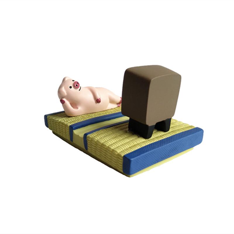 Tatami Zakka Three-Flower Cat & Pink Pig Hot Spring Cat Phone Stand Resin Ornaments