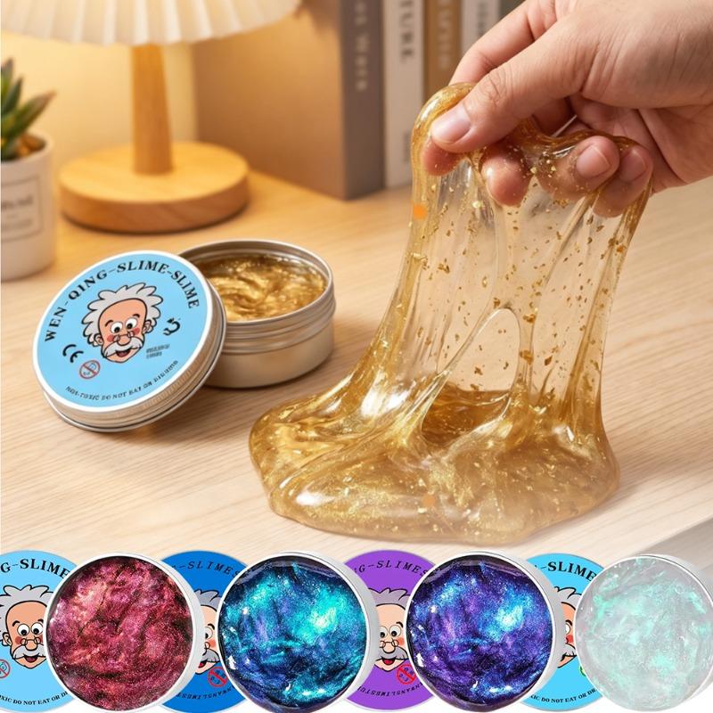 Neue Stressabbau-Spielzeuge Alter Mann Flüssiger Squishy Transparenter Kristall-Schleim Flauschiger Schaum-Knete Kinder Sicher Hüpfender Dehnbarer Farb-Schleim
