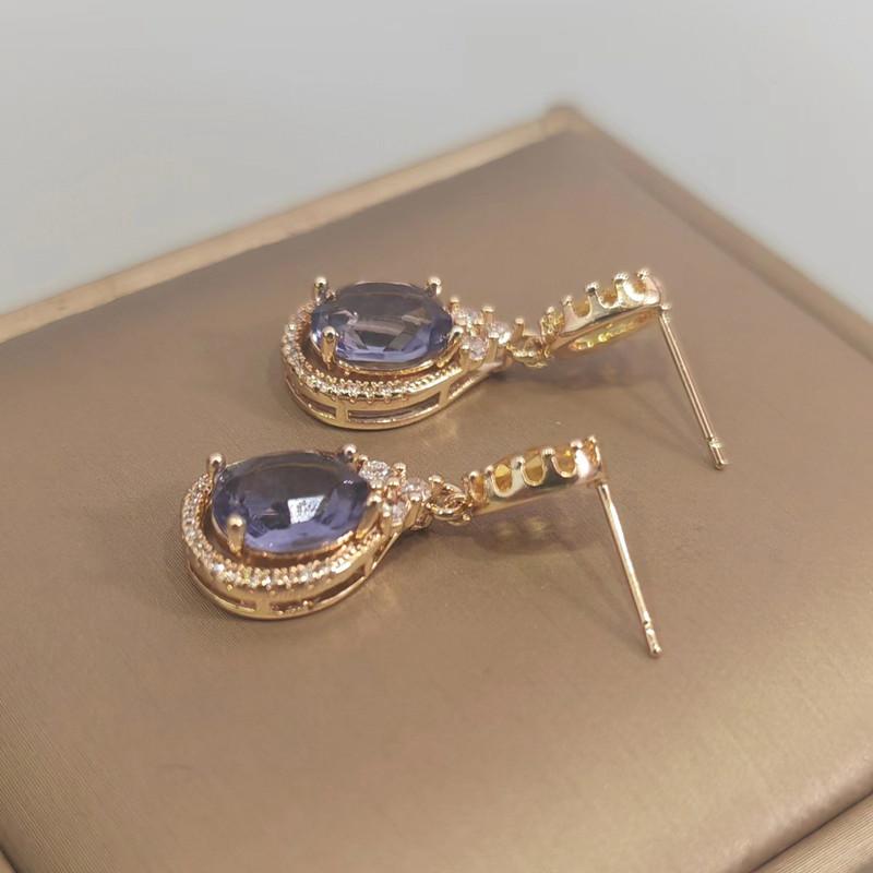 Orecchini con zirconi a goccia d'acqua viola per donna 2023 Accessori di gioielli per feste di fidanzamento di nozze di nuova moda