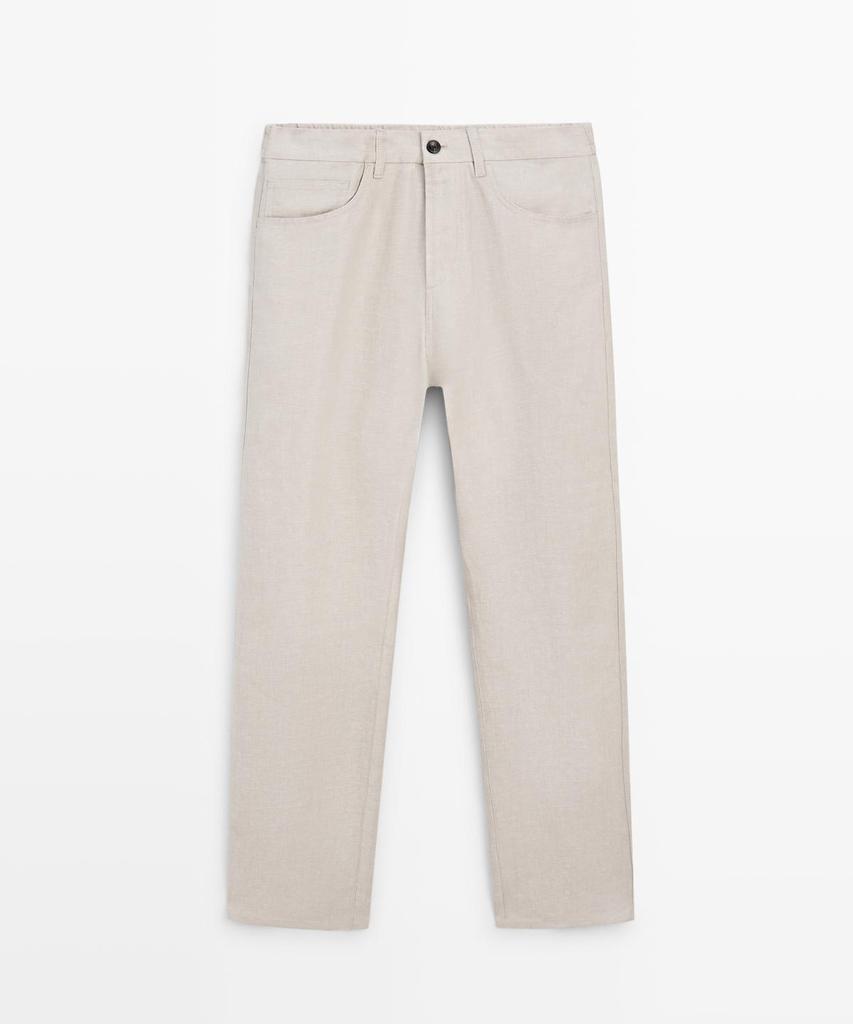 Masimodutti Semi-Jogger Fit Linen Pants