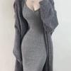 2023 Early Autumn Women's Slimming Cardigan and Suspender Dress Set