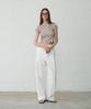 From Wear Pattern Cropped Crew Neck T-Shirt Beige
