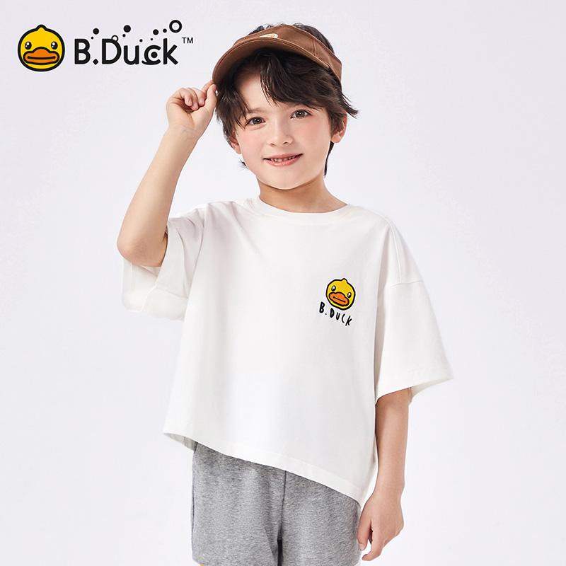 Little yellow duck children's clothing for boys and girls, loose and simple short sleeved T-shirt top
