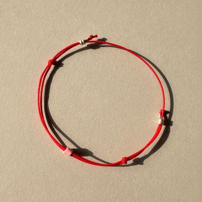 Emotivo [algodón] Pulsera Rosa sobre Rojo