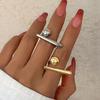 Hiphop Irregular Metal Lines Open Ring for Women Creativity Design 3D Tiny Ball Minimalist Finger Rings Unique Trend Jewelry