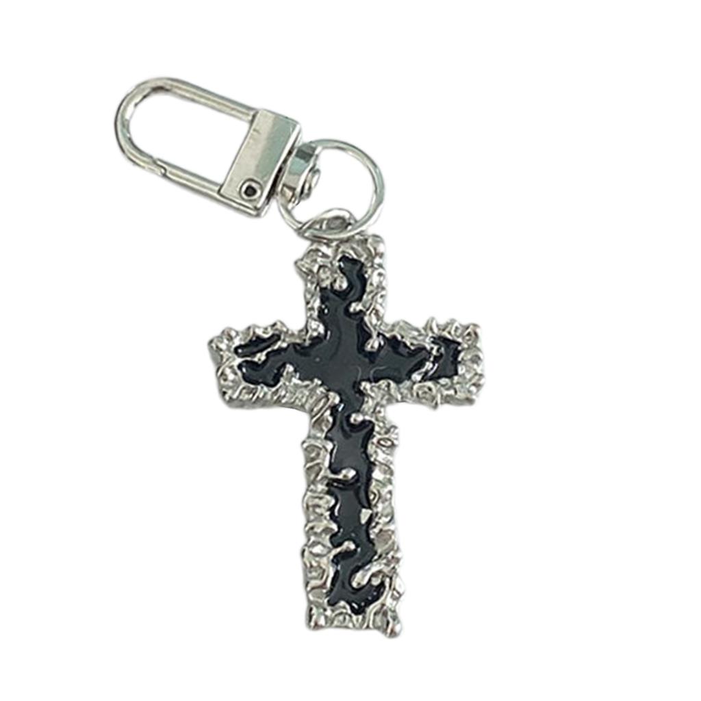 Gothic Crosses Butterfly Keychain Dark Tone Zinc Alloy Portable Sturdy Accessory for Keys Bags Everyday Use