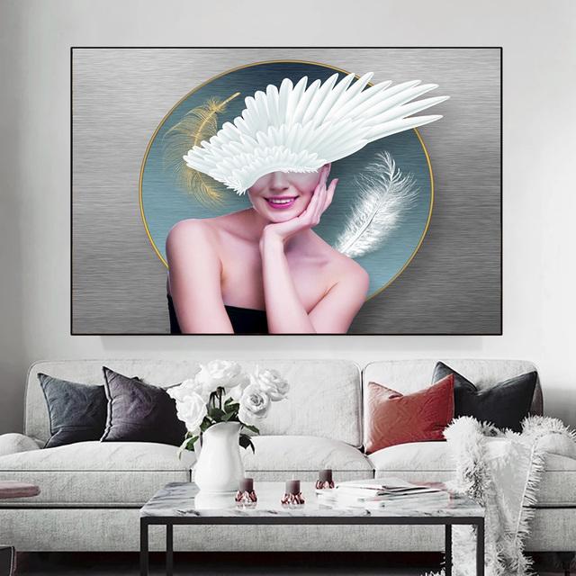 Nordic, sexy, buze roșii, femeie, folie de aur, pictură pe pânză, postere și imprimeuri abstracte, artă de perete, sufragerie modernă, decorațiuni pentru acasă, fără cadru