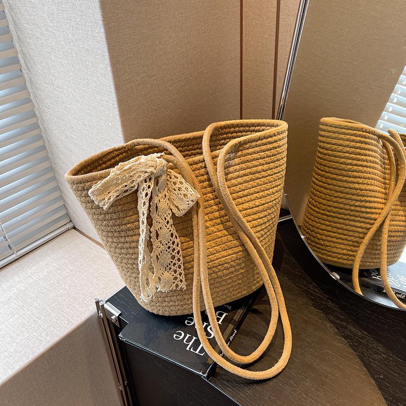 Stilvolle handgefertigte Damen-Strandtasche aus Webmaterial - Großes Fassungsvermögen für Urlaubsausflüge