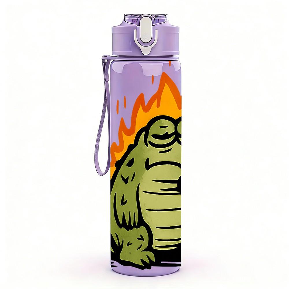 1PC Fire Wrapped Crocodile Bust 750ml Color Plastic Sports Water Bottle Leakproof Flip Straw Lid For Sports Office Home Use