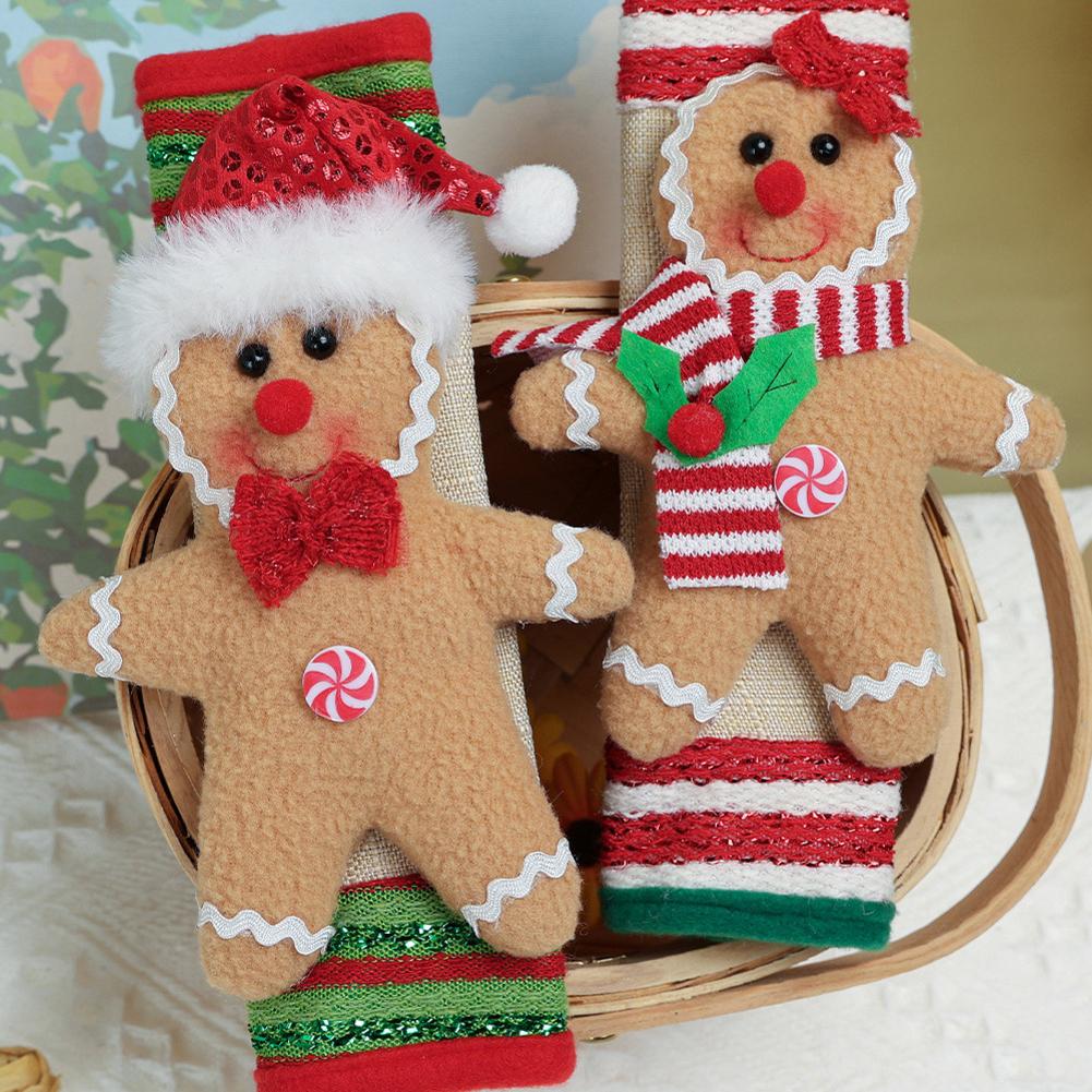 Christmas Cookie Man Refrigerator Handle Covers Set of 2 Fabric Protective Covers for Fridge Oven Microwave Dishwasher Handles