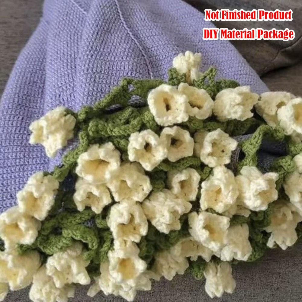 Not Finished Product Rose Bouquet Blankets DIY 110cm Flower Bouquet Blanket Crochet Kit Handmade Crocheted