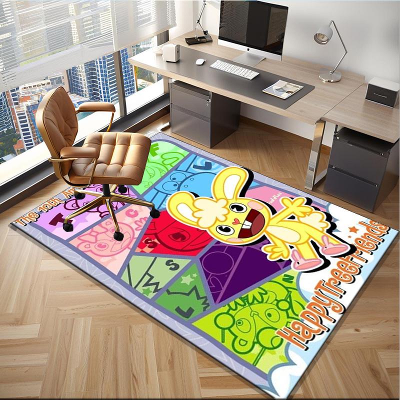 Happy Tree Friends Anniversary Office Rug Chair Mat, Game Carpet, Suitable for Front Door, Bedroom, Living Room, Desk, Holiday Gift