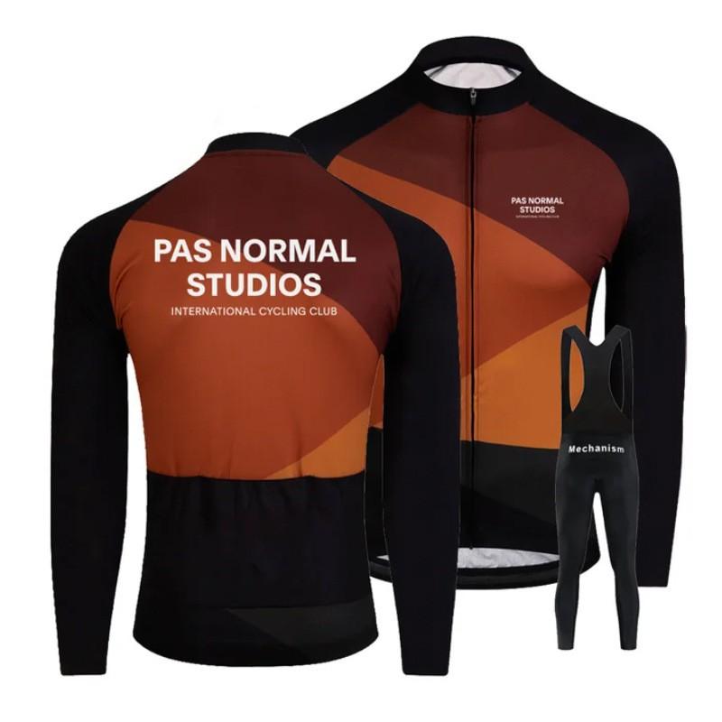 Winter Thermal Cycling Bib Tights With Fleece Lining Long Sleeve Jersey Set Road Bike Riding XS