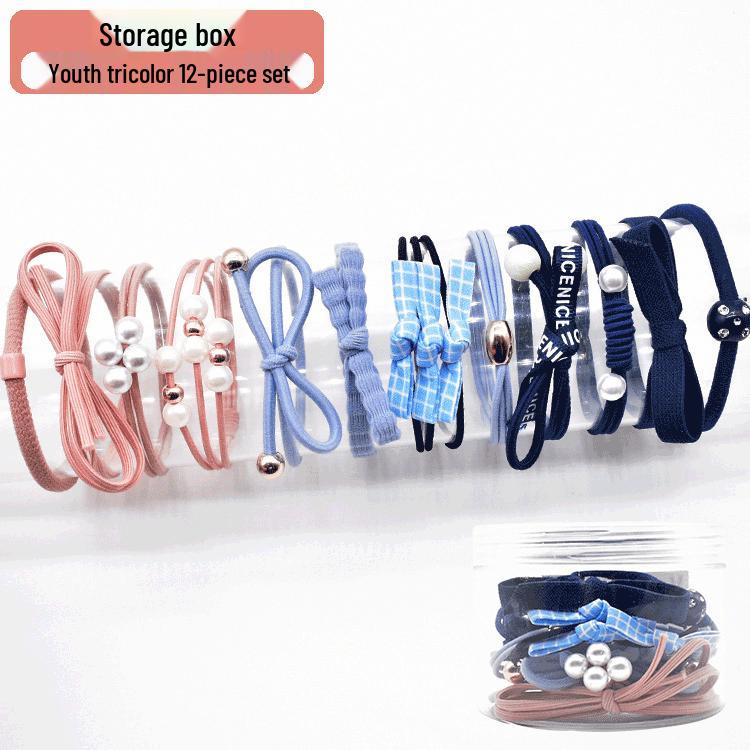 12-Piece Korean Mori Girl Hair Tie Set - Fresh Style Elastic Bands & Headbands