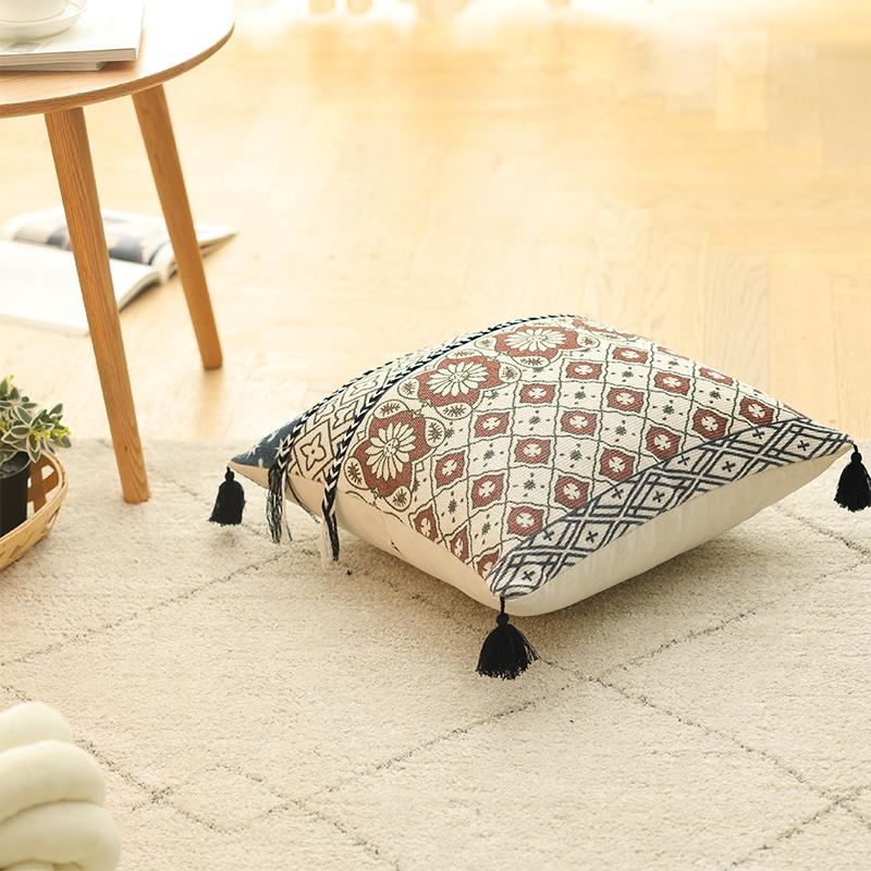 Cotton and Linen Pillow B&B Living Room Sofa Nap Cushion Bay Window Bedside Car Decorative Waist Pillow Case