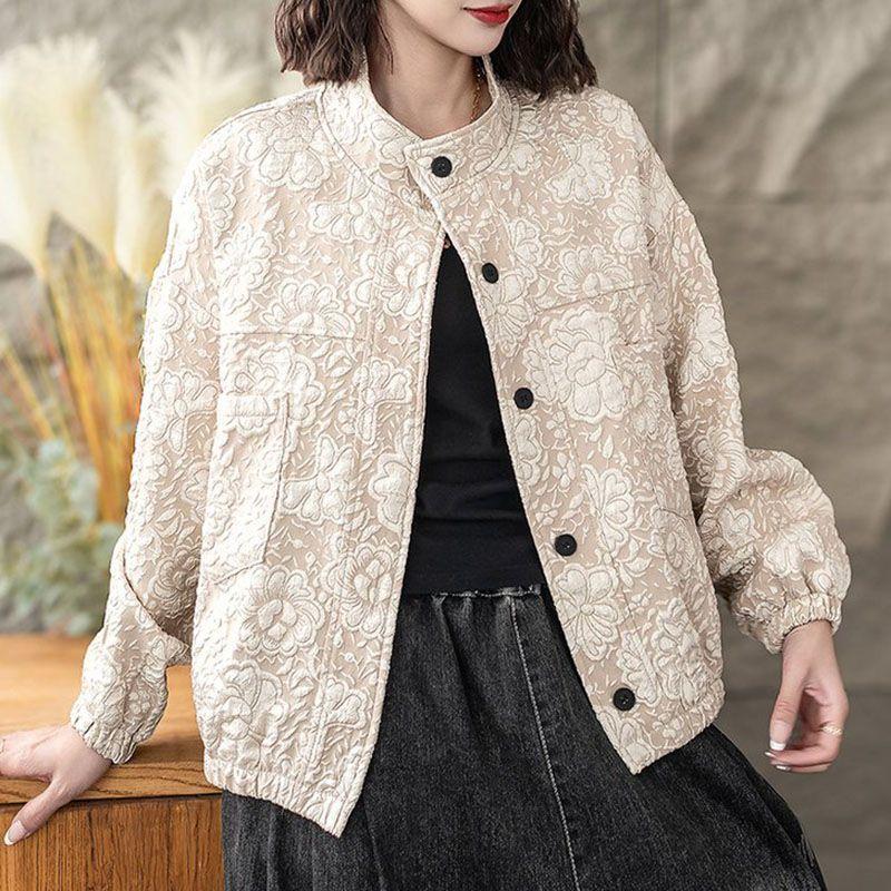 Women's Jacket Spring Autumn Outerwear Loose Single Breasted Plaid Jacket   Oversized Jacket Coat