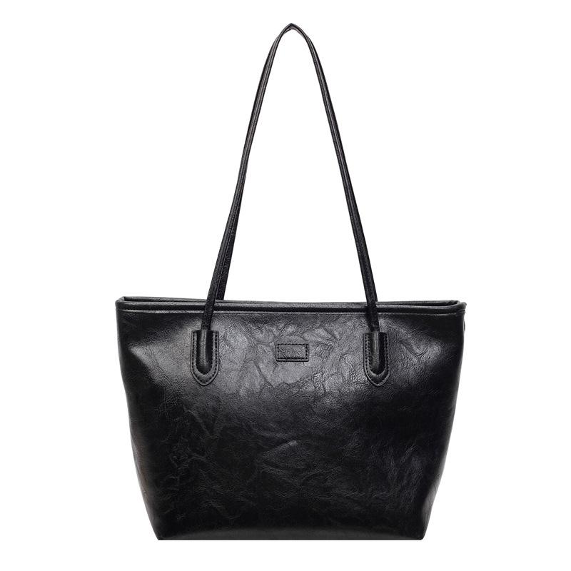 Retro large-capacity bag women's new autumn and winter simple shoulder tote bag college student class handbag
