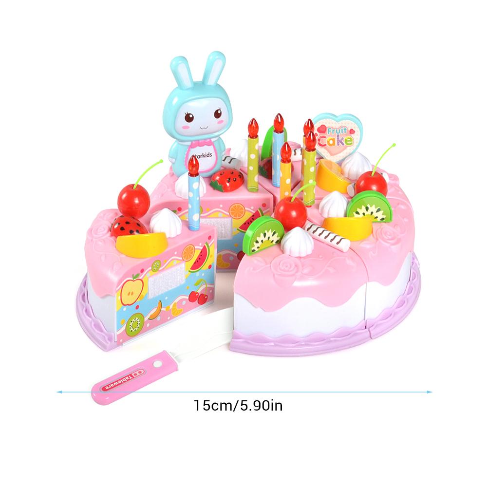 37 Pcs DIY Cutting Birthday Party Cake Toy Set Pretend Play Kitchen Food Toys Set Girls Boys Gift