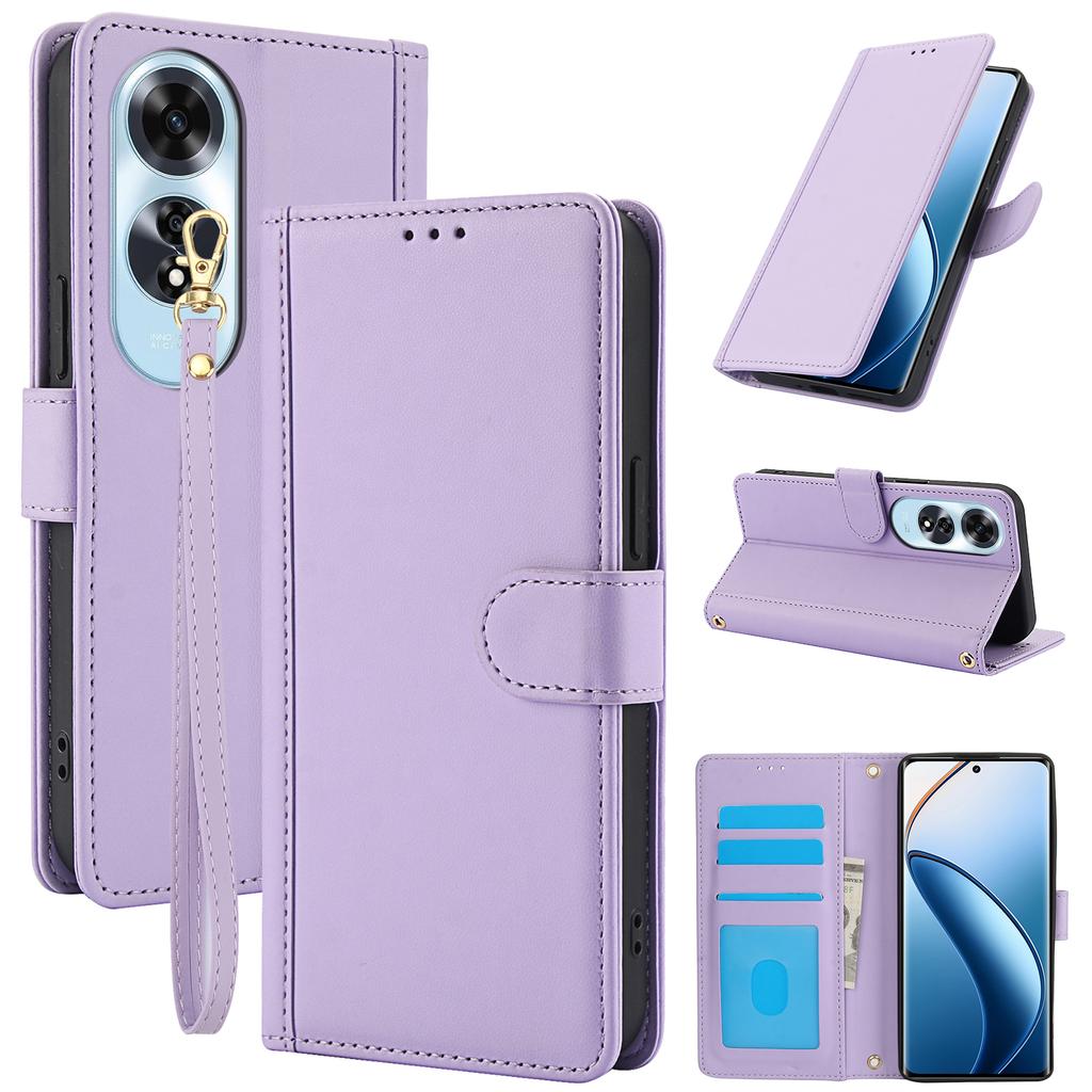 SY-003 For Oppo A60 4G Case PU Leather Stand View Phone Wallet Cover with Hand Strap